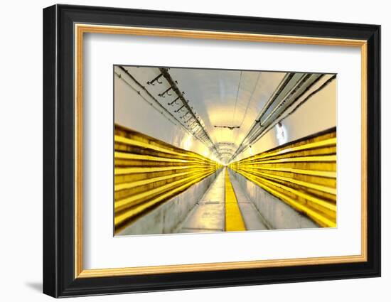 Seemingly never ending main tunnel at Schoenenbourg Fortress, Bas-Rhin department, France, Europe-Andreas Brandl-Framed Photographic Print