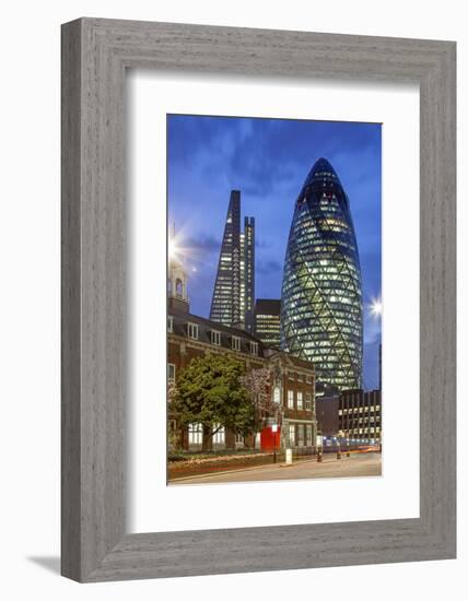 Seen from Aldgate High Street. on the Left 122 Leadenhall Street, on the Right 30 St. Mary Axe.-David Bank-Framed Photographic Print