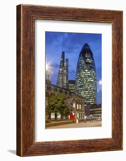 Seen from Aldgate High Street. on the Left 122 Leadenhall Street, on the Right 30 St. Mary Axe.-David Bank-Framed Photographic Print