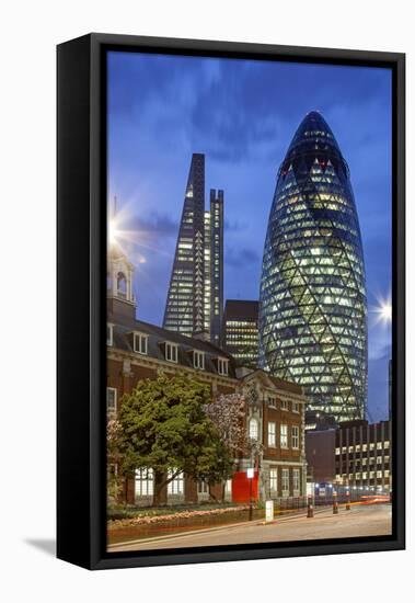 Seen from Aldgate High Street. on the Left 122 Leadenhall Street, on the Right 30 St. Mary Axe.-David Bank-Framed Premier Image Canvas