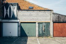 Coloured garages in inner courtyard, Zeeland, Holland-Seepia Fotografie-Photographic Print