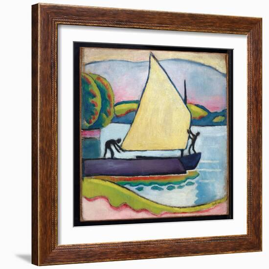 Segelboot Am Morgen, 1910 (Oil on Canvas)-August Macke-Framed Giclee Print