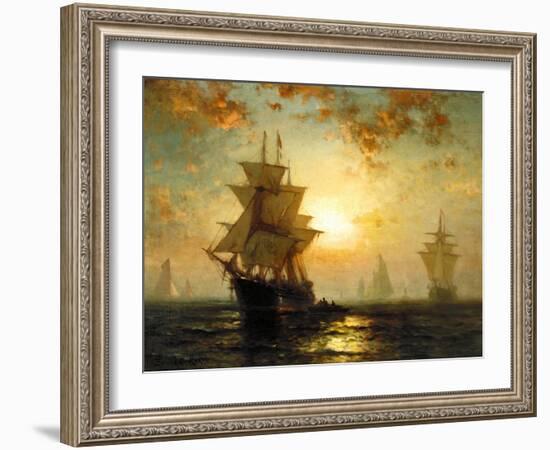 Segelschiffe Bei Sonnenuntergang-Edward Moran-Framed Giclee Print