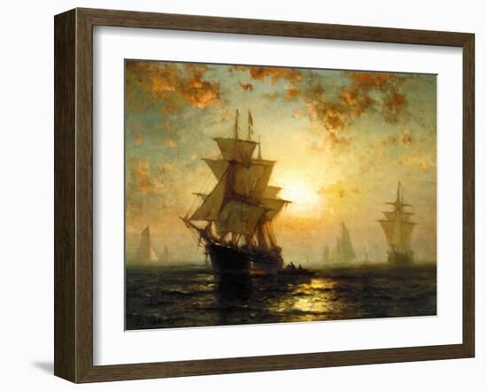 Segelschiffe Bei Sonnenuntergang-Edward Moran-Framed Giclee Print