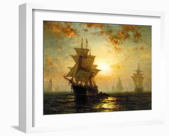 Segelschiffe Bei Sonnenuntergang-Edward Moran-Framed Giclee Print