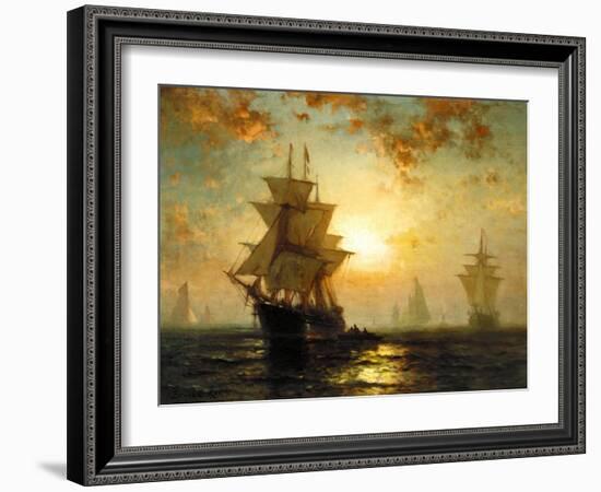 Segelschiffe Bei Sonnenuntergang-Edward Moran-Framed Giclee Print