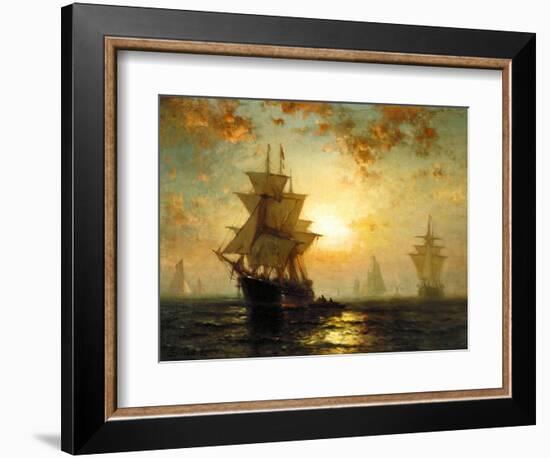 Segelschiffe Bei Sonnenuntergang-Edward Moran-Framed Giclee Print