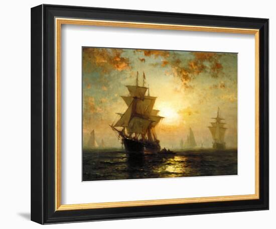 Segelschiffe Bei Sonnenuntergang-Edward Moran-Framed Giclee Print