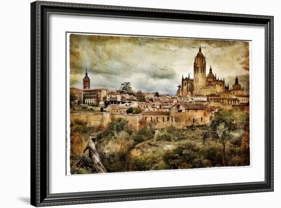 Segovia - Medieval City Of Spain - Artistic Retro Styled Picture-Maugli-l-Framed Art Print