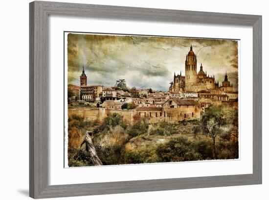 Segovia - Medieval City Of Spain - Artistic Retro Styled Picture-Maugli-l-Framed Art Print