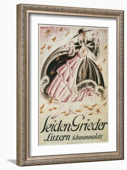 Seiden-Greider Poster with Fashionable Woman-null-Framed Giclee Print