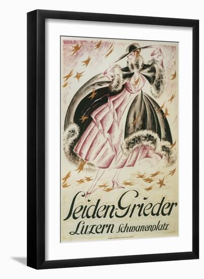 Seiden-Greider Poster with Fashionable Woman-null-Framed Giclee Print