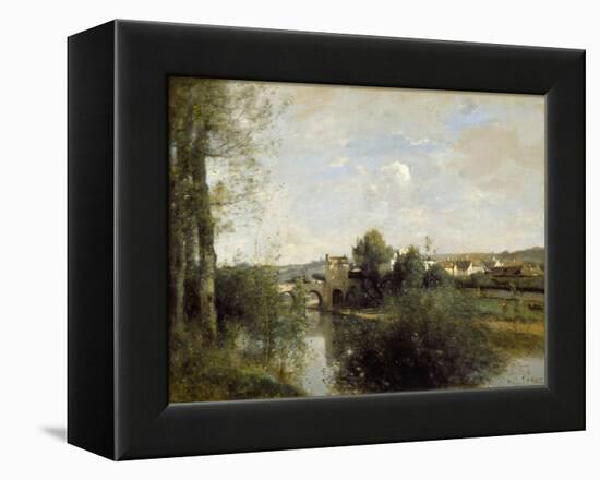 Seine and Old Bridge at Limay, 1872-Jean-Baptiste-Camille Corot-Framed Premier Image Canvas