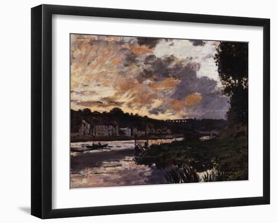 Seine at Bougival, Evening-Claude Monet-Framed Giclee Print