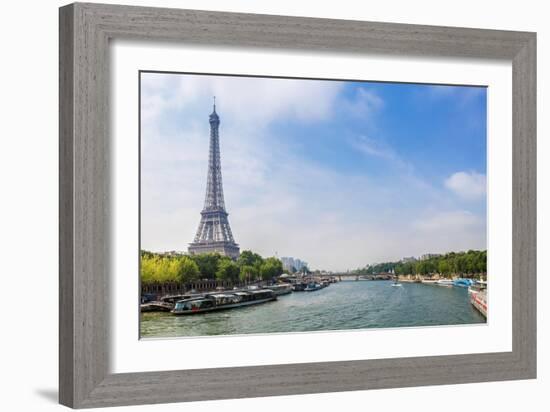 Seine in Paris and Eiffel Tower-bloodua-Framed Photographic Print