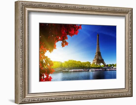 Seine in Paris with Eiffel Tower in Autumn Time-Iakov Kalinin-Framed Photographic Print