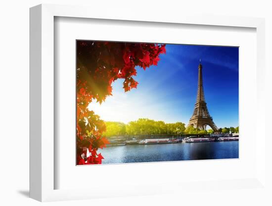 Seine in Paris with Eiffel Tower in Autumn Time-Iakov Kalinin-Framed Photographic Print