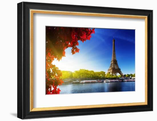 Seine in Paris with Eiffel Tower in Autumn Time-Iakov Kalinin-Framed Photographic Print