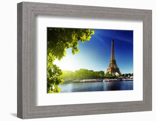 Seine In Paris With Eiffel Tower In Sunrise Time-Iakov Kalinin-Framed Photographic Print