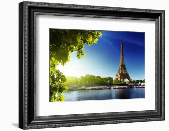 Seine In Paris With Eiffel Tower In Sunrise Time-Iakov Kalinin-Framed Photographic Print