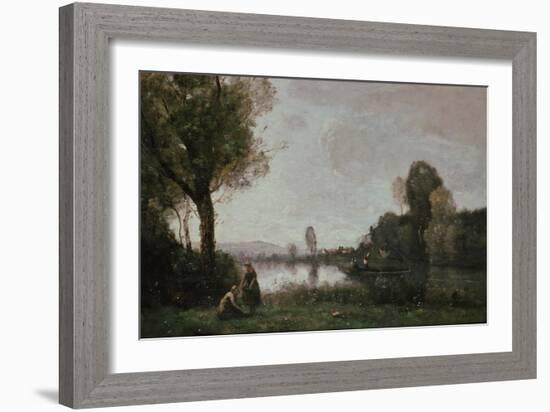 Seine Landscape Near Chatou, 1885-Jean-Baptiste-Camille Corot-Framed Giclee Print