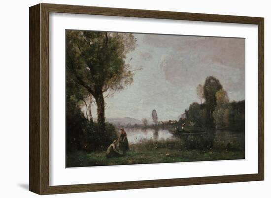 Seine Landscape Near Chatou, 1885-Jean-Baptiste-Camille Corot-Framed Giclee Print