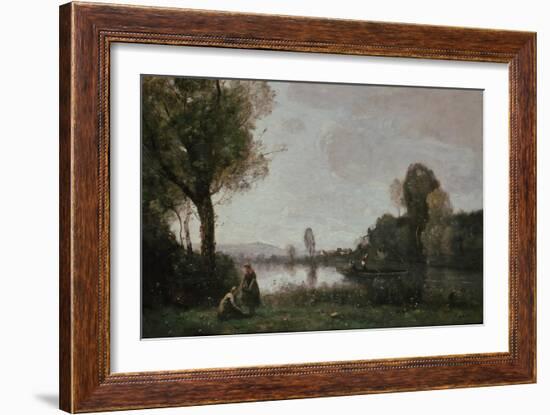 Seine Landscape Near Chatou, 1885-Jean-Baptiste-Camille Corot-Framed Giclee Print