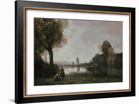 Seine Landscape Near Chatou, 1885-Jean-Baptiste-Camille Corot-Framed Giclee Print