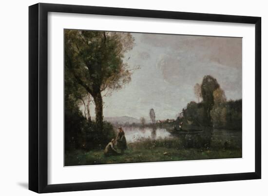 Seine Landscape Near Chatou, 1885-Jean-Baptiste-Camille Corot-Framed Giclee Print