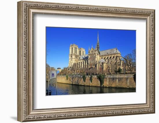 Seine River with Notre Dame Cathedral, UNESCO World Heritage Site, Paris, Ile de France, France, Eu-Hans-Peter Merten-Framed Photographic Print