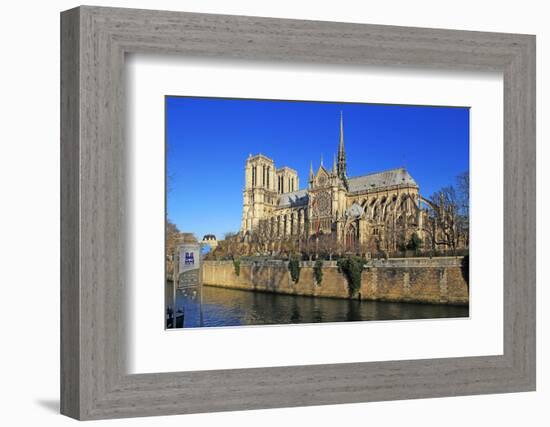 Seine River with Notre Dame Cathedral, UNESCO World Heritage Site, Paris, Ile de France, France, Eu-Hans-Peter Merten-Framed Photographic Print