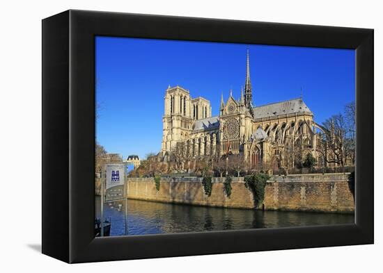Seine River with Notre Dame Cathedral, UNESCO World Heritage Site, Paris, Ile de France, France, Eu-Hans-Peter Merten-Framed Premier Image Canvas