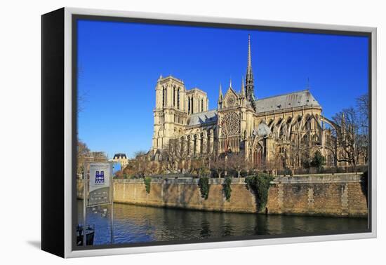 Seine River with Notre Dame Cathedral, UNESCO World Heritage Site, Paris, Ile de France, France, Eu-Hans-Peter Merten-Framed Premier Image Canvas