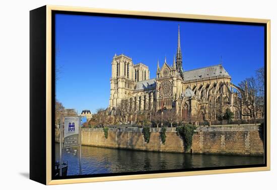 Seine River with Notre Dame Cathedral, UNESCO World Heritage Site, Paris, Ile de France, France, Eu-Hans-Peter Merten-Framed Premier Image Canvas