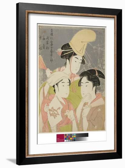 Seiro Niwaka Onna Geisha No Bu : Asazumabune Ogiuri Uta....., 1793 (Colour Woodblock Print)-Kitagawa Utamaro-Framed Giclee Print