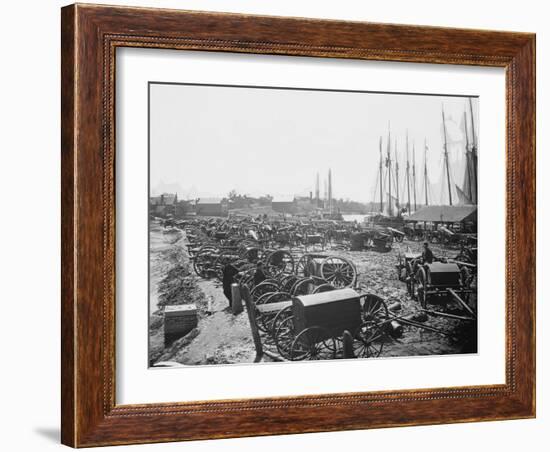 Seized Confederate Cannons and Caissons on the Wharf in Richmond, Virginia-Stocktrek Images-Framed Photographic Print