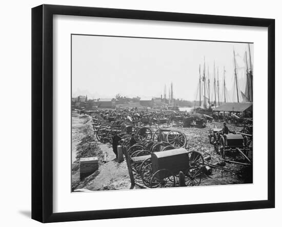 Seized Confederate Cannons and Caissons on the Wharf in Richmond, Virginia-Stocktrek Images-Framed Photographic Print