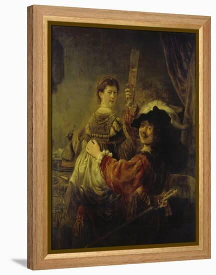 Selbstbildnis Mit Saskia, um 1635-Rembrandt van Rijn-Framed Premier Image Canvas