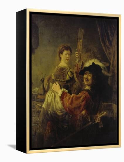 Selbstbildnis Mit Saskia, um 1635-Rembrandt van Rijn-Framed Premier Image Canvas