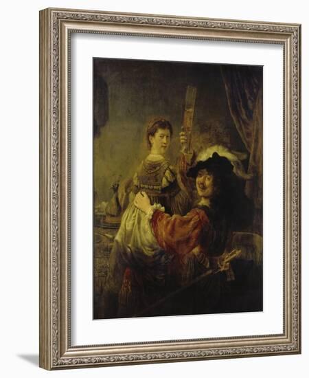 Selbstbildnis Mit Saskia, um 1635-Rembrandt van Rijn-Framed Giclee Print