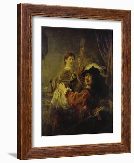 Selbstbildnis Mit Saskia, um 1635-Rembrandt van Rijn-Framed Giclee Print