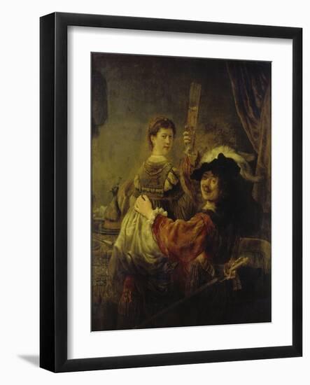 Selbstbildnis Mit Saskia, um 1635-Rembrandt van Rijn-Framed Giclee Print