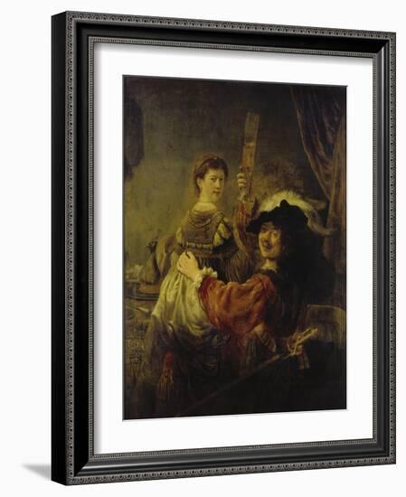 Selbstbildnis Mit Saskia, um 1635-Rembrandt van Rijn-Framed Giclee Print