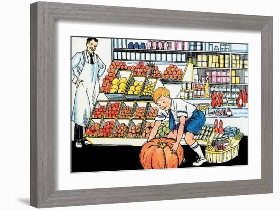 Selecting a Pumpkin-Julia Letheld Hahn-Framed Art Print