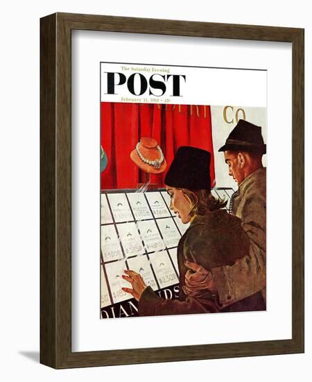 "Selecting the Ring," Saturday Evening Post Cover, February 11, 1961-George Hughes-Framed Giclee Print