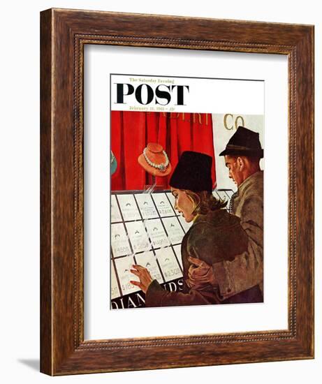 "Selecting the Ring," Saturday Evening Post Cover, February 11, 1961-George Hughes-Framed Giclee Print