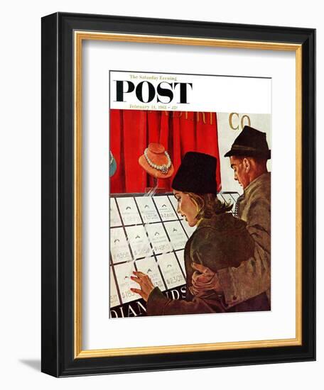 "Selecting the Ring," Saturday Evening Post Cover, February 11, 1961-George Hughes-Framed Giclee Print