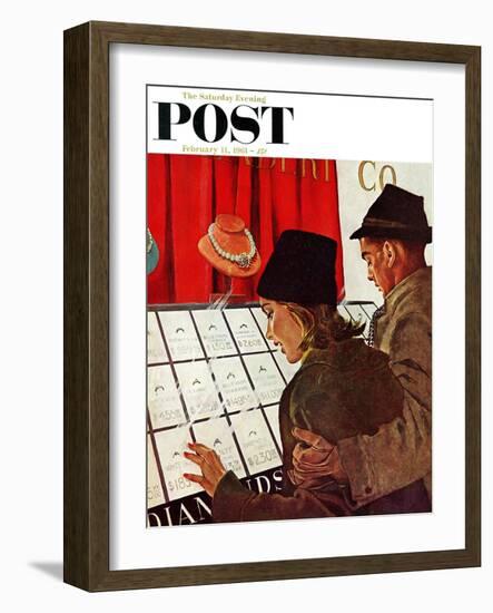 "Selecting the Ring," Saturday Evening Post Cover, February 11, 1961-George Hughes-Framed Giclee Print