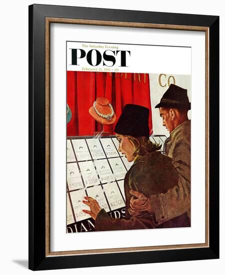 "Selecting the Ring," Saturday Evening Post Cover, February 11, 1961-George Hughes-Framed Giclee Print