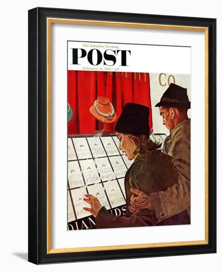 "Selecting the Ring," Saturday Evening Post Cover, February 11, 1961-George Hughes-Framed Giclee Print